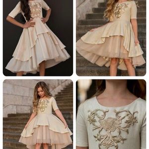 Girls Joyfolie Gold Tulle ROSELYN SCARLET Dress 12 Party holiday dance
